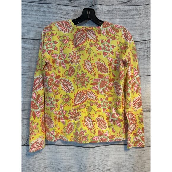 Lilly & Van Long Sleeve Yellow Floral Cardigan Sweater M - Picture 4 of 4